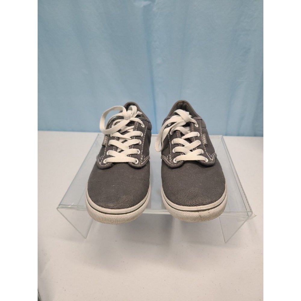 VANS Women's 7.5 Sneakers Gray Canvas Low Top Skateboard Lace Up Shoes EUC